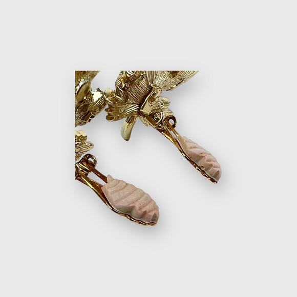 Sarah Coventry Natures Choice Clip Earrings Goldtone Leaf Silvertone Edge Layer - Picture 7 of 9